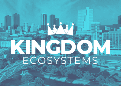 Kingdom Ecosystems Logo on top of Ft. Worth skyline