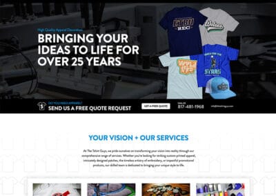 The Tshirt Guys.com website design mockup in grapevine, texas